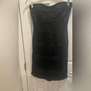 Temperley London Black Silk Strapless Mini with Boning